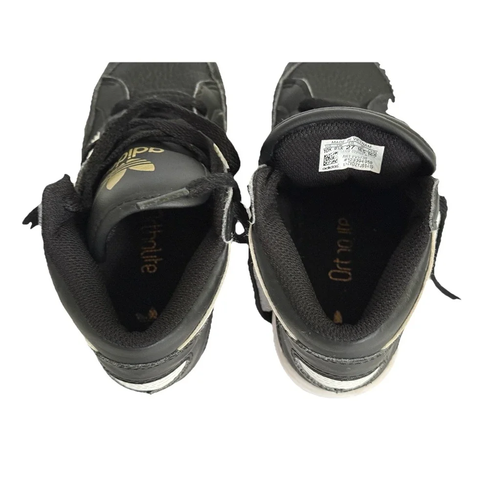Adidas Hoops‎ Mid 2.0 Kids Black White Gold Sneakers Size 10K FV5738 Ortholite